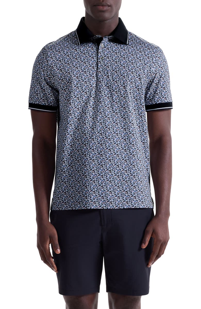 Bugatchi Vance OoohCotton<sup>®</sup> Geo Print Polo, Main, color, Zinc