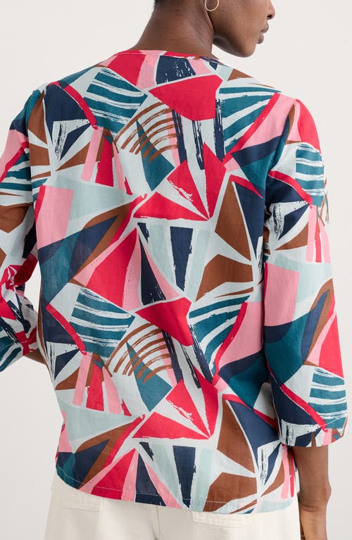Shop Seasalt Cornwall Watercolor Sketch Print Organic Cotton Popover Top In Spinnaker Sails Chalk