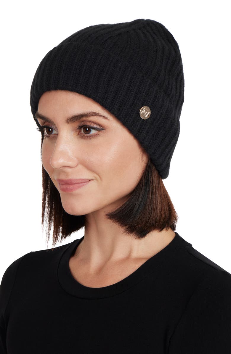 Bruno Magli Cashmere Ribbed Knit Beanie, Alternate, color,