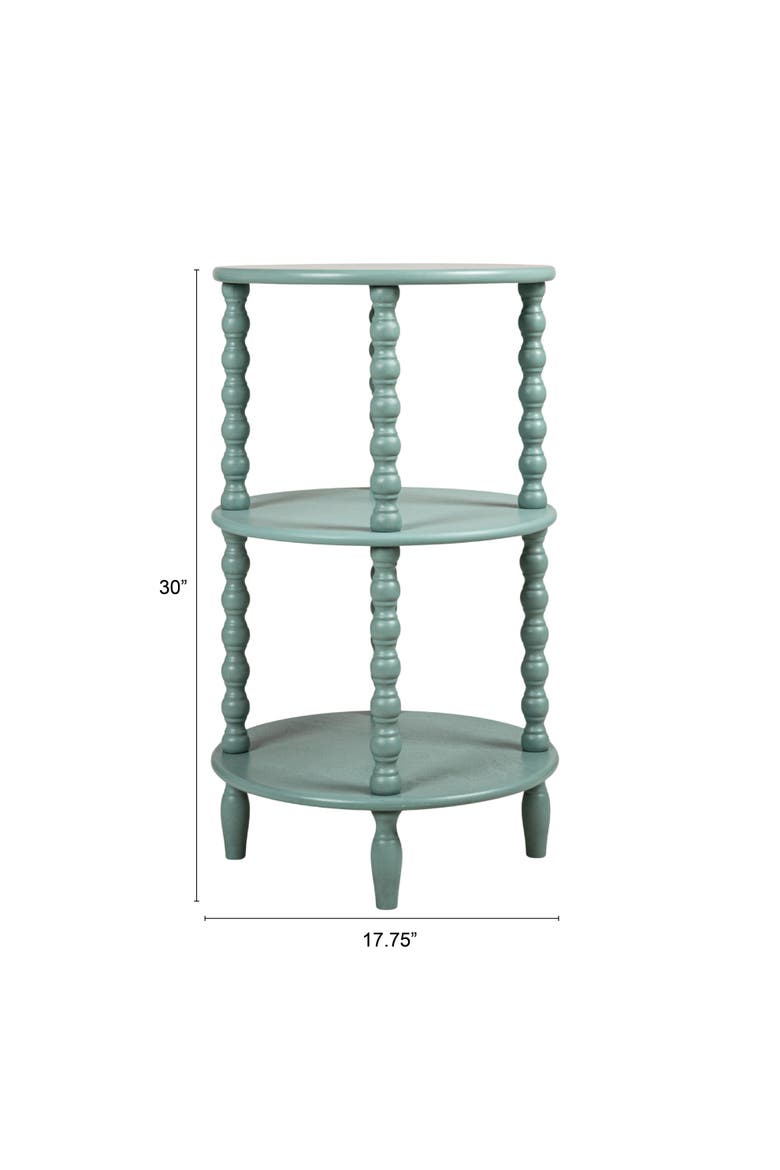 Wood Lacquered Table with 2 Shelves, Aqua, Alternate, color, Blue