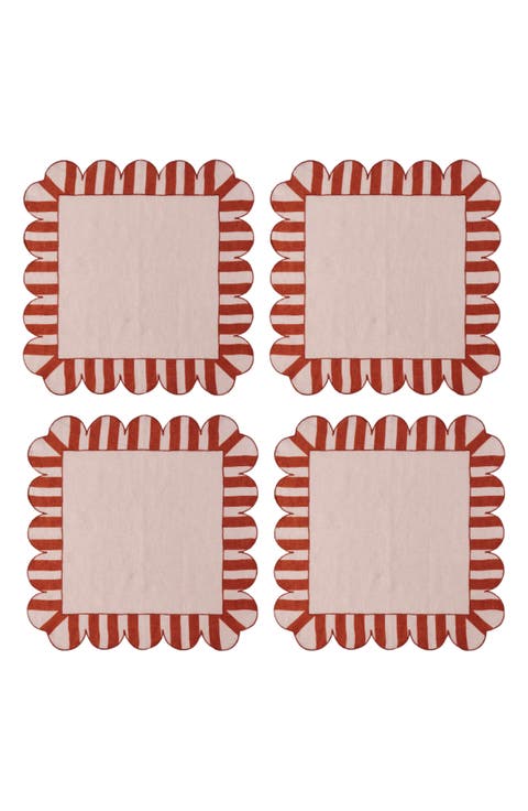 Scallop Stripe 4-Pack Linen Napkins