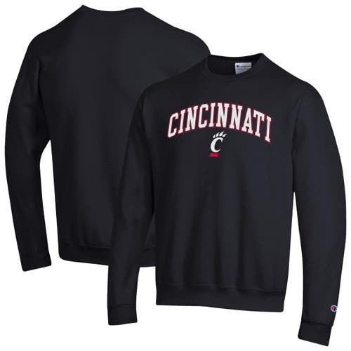 Champion Black Cincinnati Bearcats Arch Over Logo Pullover Sweatshirt In Animal Print