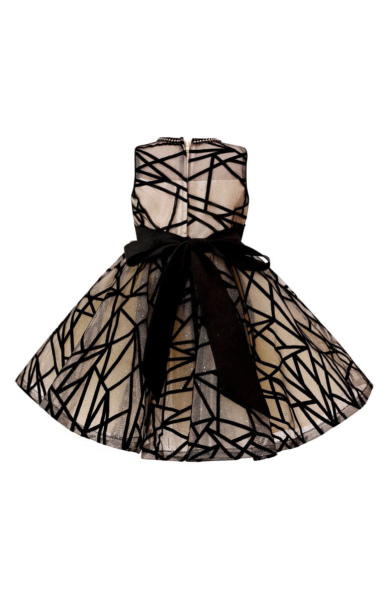 Tulleen Patterned Ribbon Charm Dress, Alternate, color, Beige