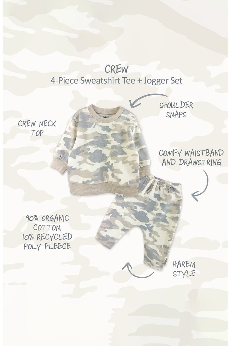 Kids' Crewneck & Joggers Set, Alternate, color, SEAFOAM CAMO