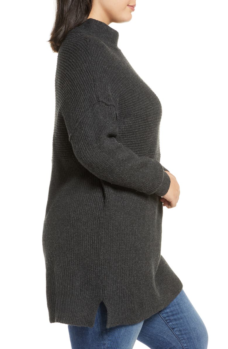 Caslon<sup>®</sup> Mix Rib Cotton Blend Tunic Sweater, Alternate, color, 