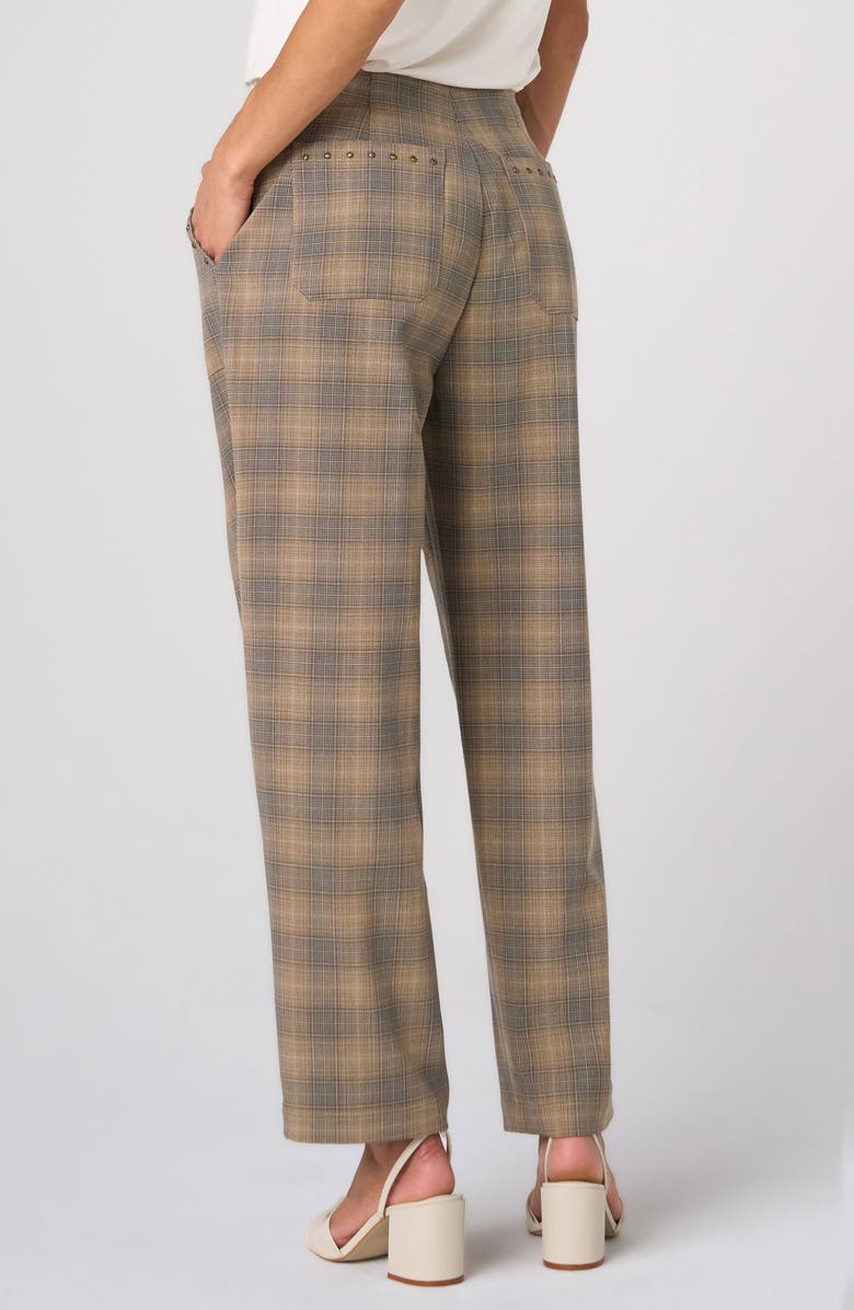 Liverpool Plaid Drawstring Crop Wide Leg Pants, Alternate, color, Oak/ Mlt Ombre P