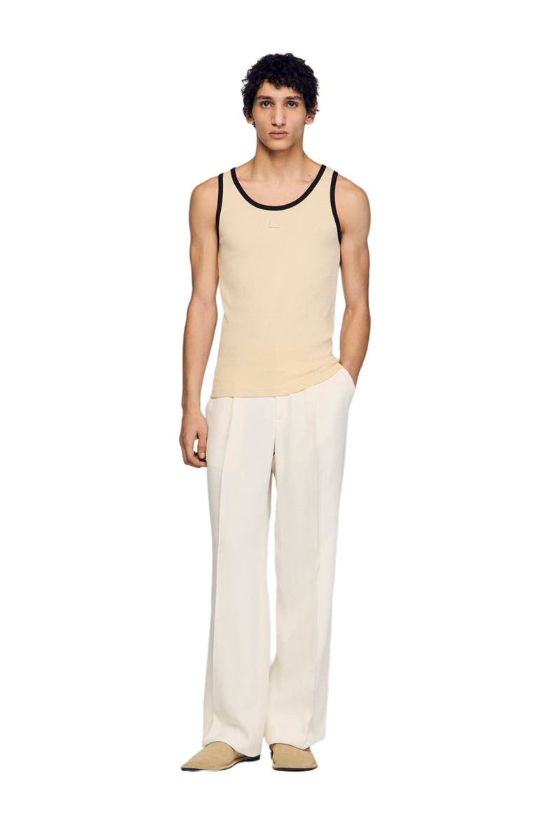 Cotton vest top with patch, Alternate, color, Sand