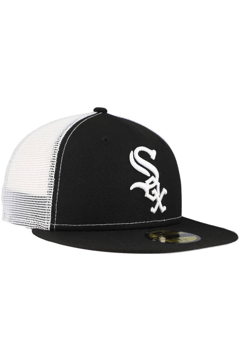 Men's New Era Black Chicago White Sox Team Color 59FIFTY Trucker Fitted Hat, Alternate, color, Black
