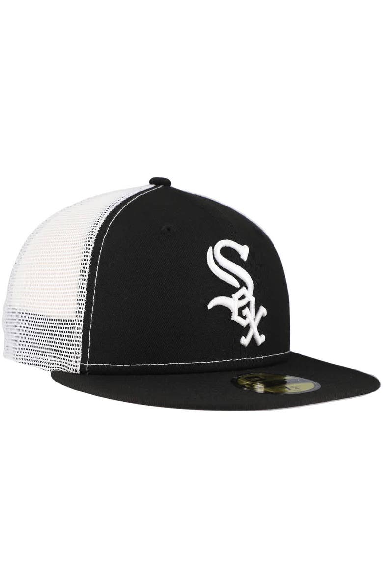 New Era Men's New Era Black Chicago White Sox Team Color 59FIFTY Trucker Fitted Hat, Alternate, color, Black