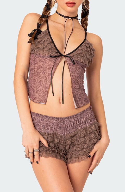 Janis Floral Ruffle Split Front Camisole