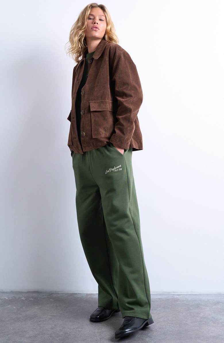 Topshop La Paloma Straight Leg Sweatpants, Alternate, color, Medium Green