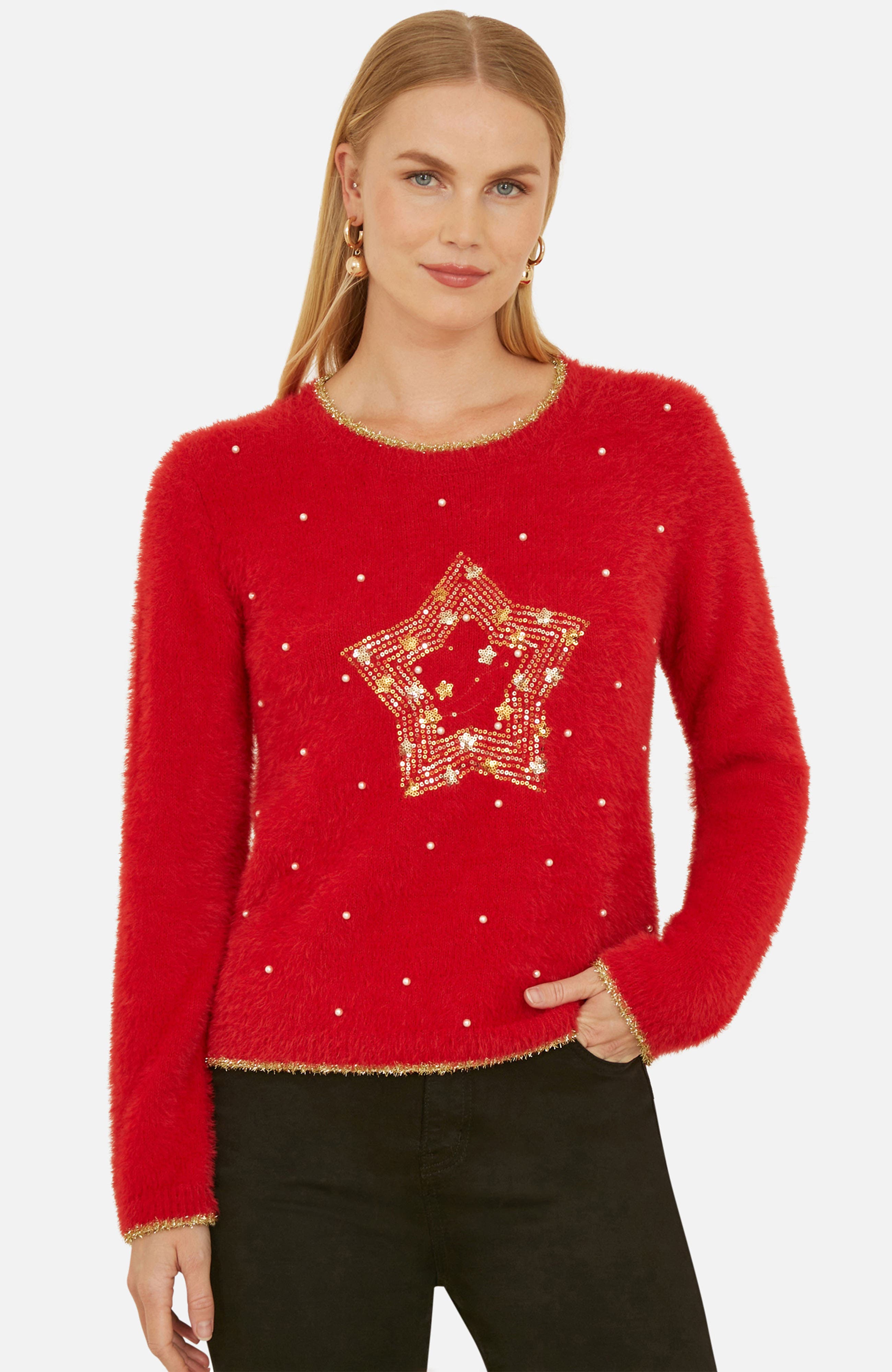 Fluffy Star Holiday Sweater - image 3