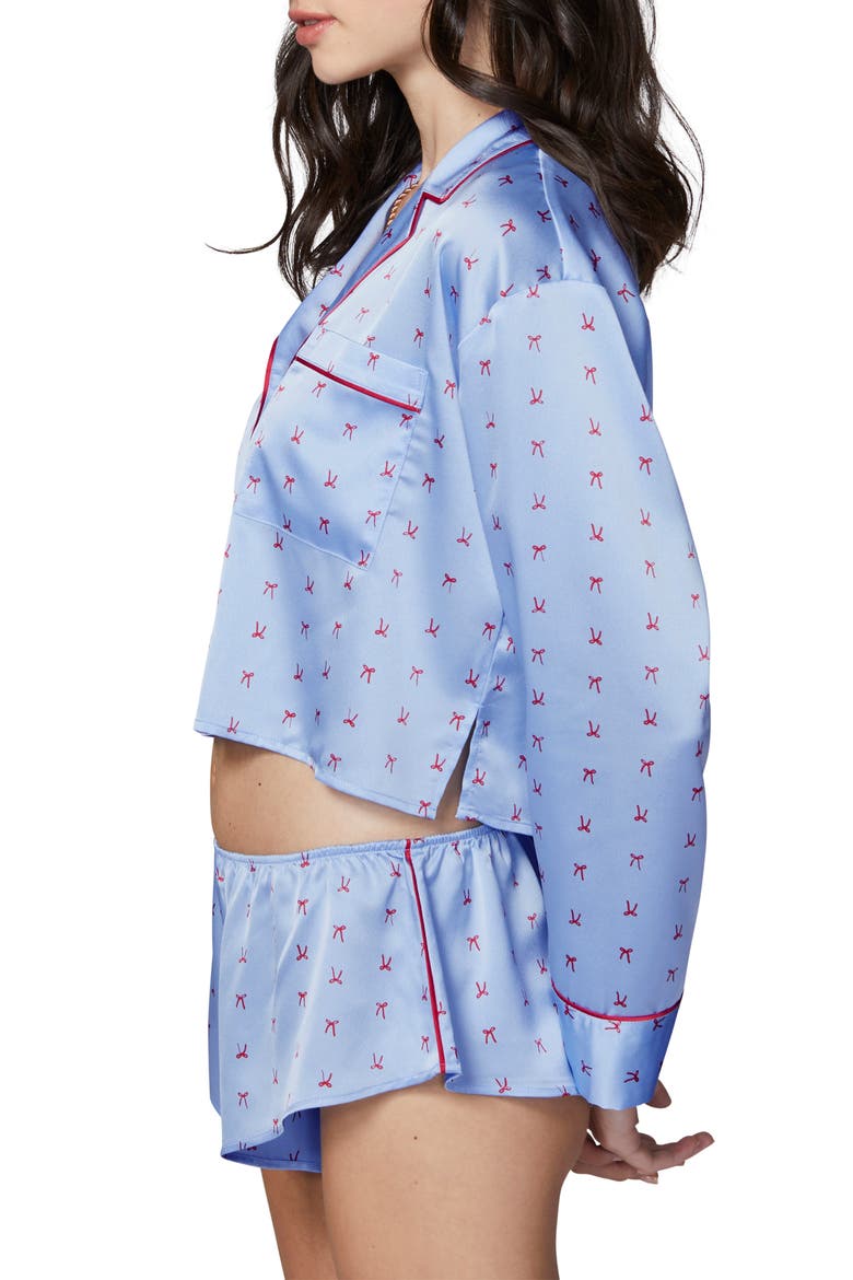 Satin Sleep Crop Pajama Top, Alternate, color, WINDSURFER RIBN