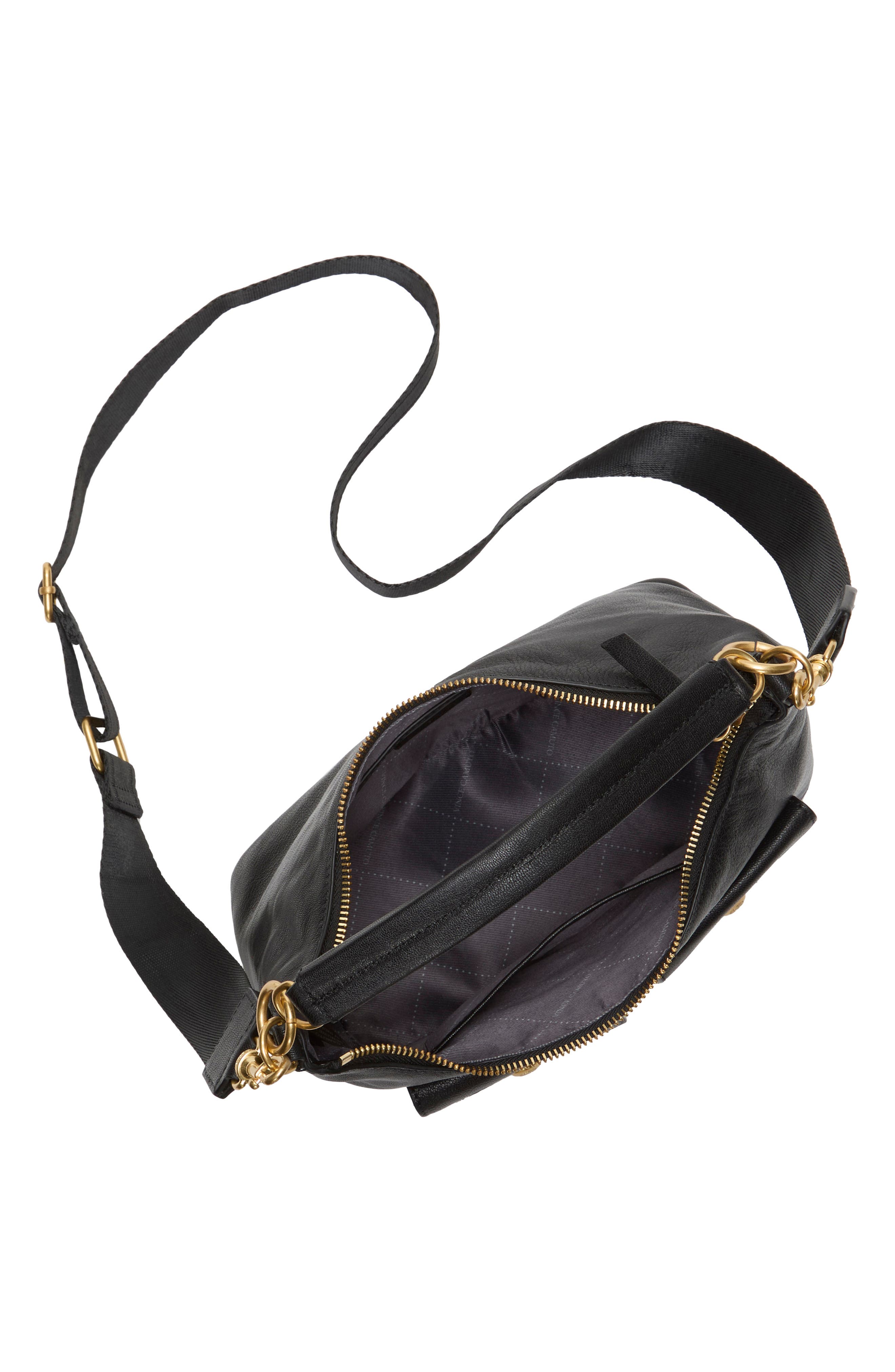 Vince Camuto Carly Leather Shoulder Bag, Alternate, color, Black