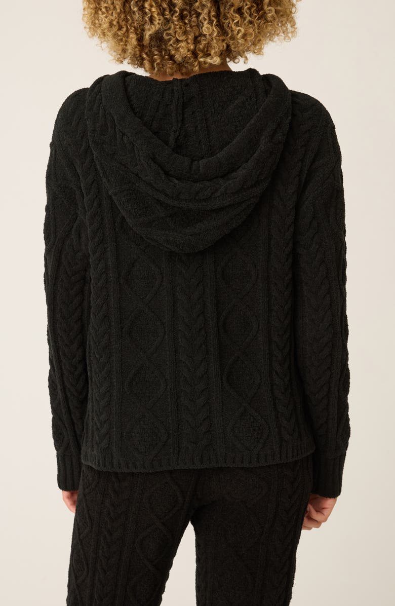 PJ Salvage Cozy Cable Knit Chenille Hoodie, Alternate, color, Black