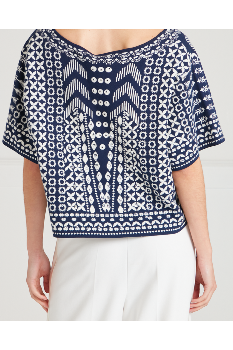 Tlalli Knit Top, Alternate, color, Navy Silver