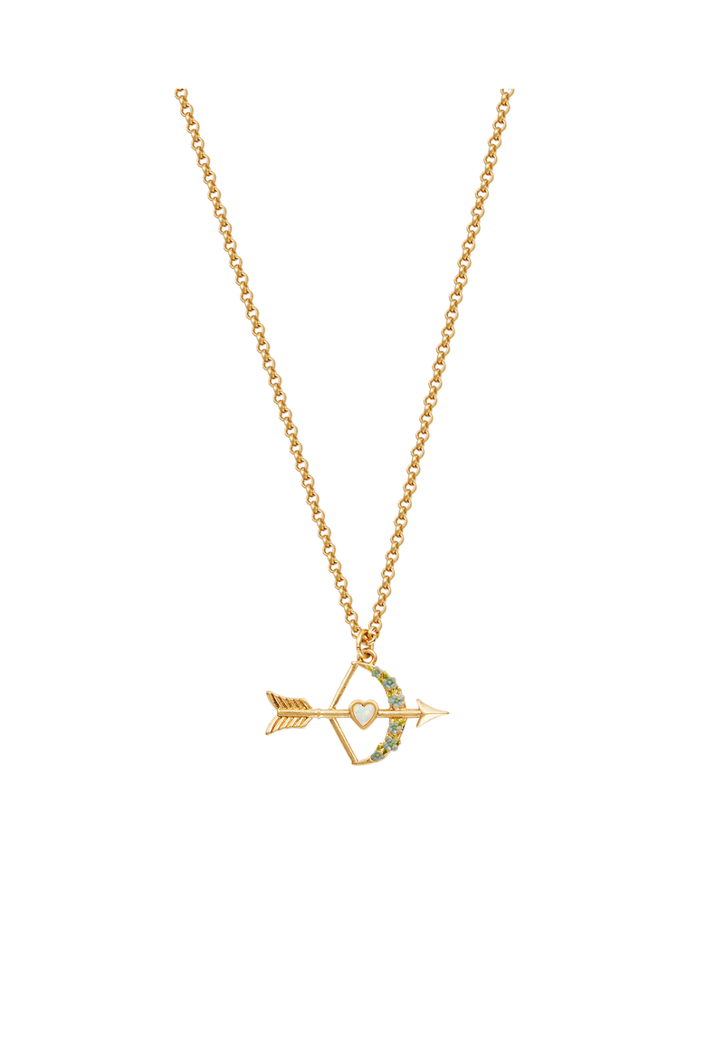 Cupids Bow & Arrow Necklace, Main, color, Gold
