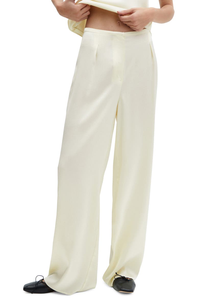 MANGO Flowy Wide Leg Satin Pants, Main, color, 