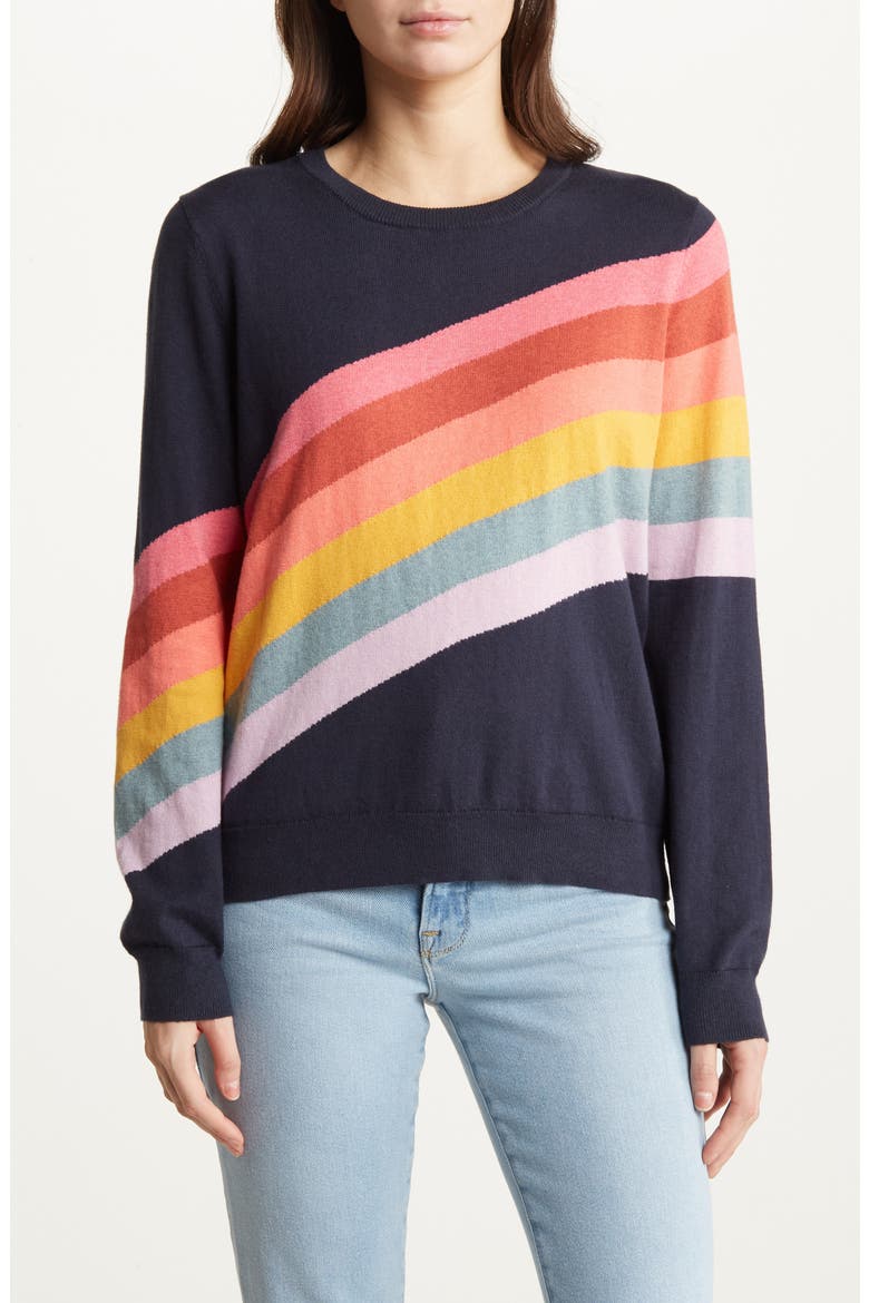 Sunset Icon Cotton Crewneck Sweater, Main, color, NAVY