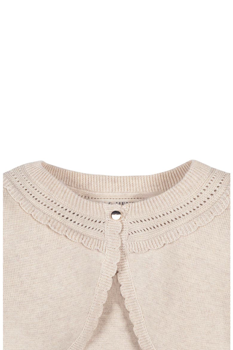 Girls' Organic Cropped Special Cardigan, Kids, Alternate, color, Light Oatmeal Scallop