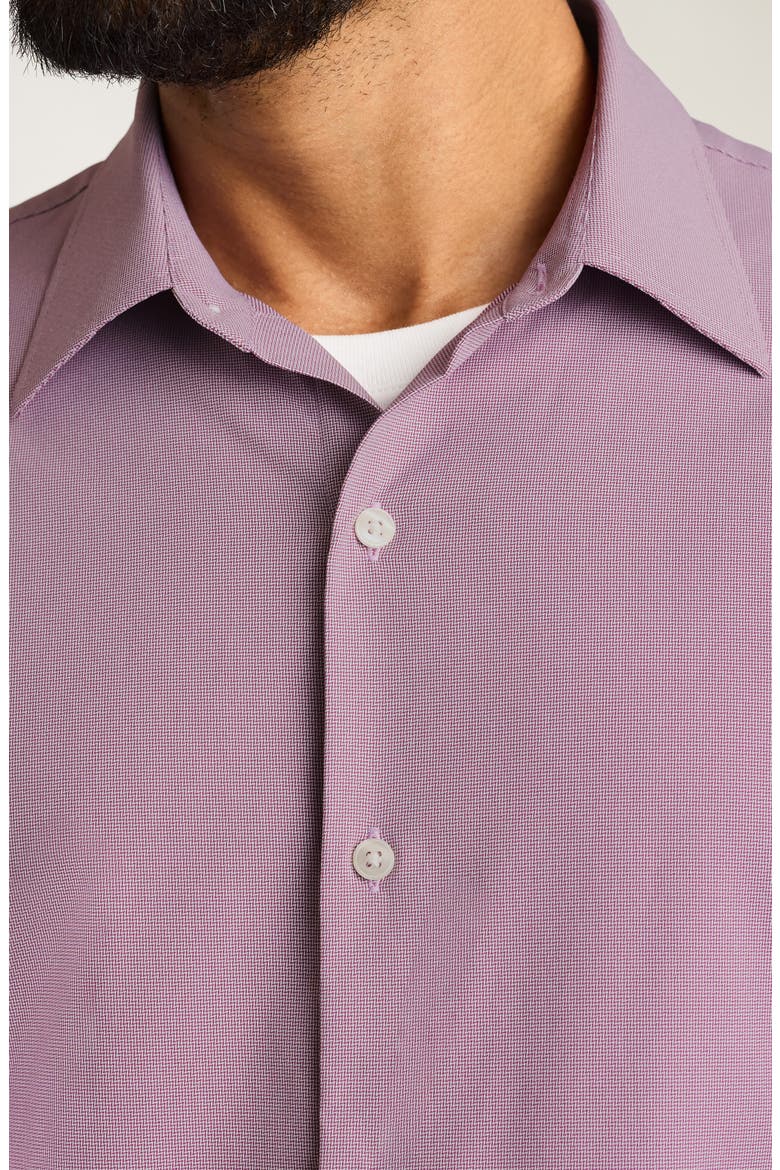 Tech Slim Fit Floral Short Sleeve Button-Up Shirt, Alternate, color, PURPLE