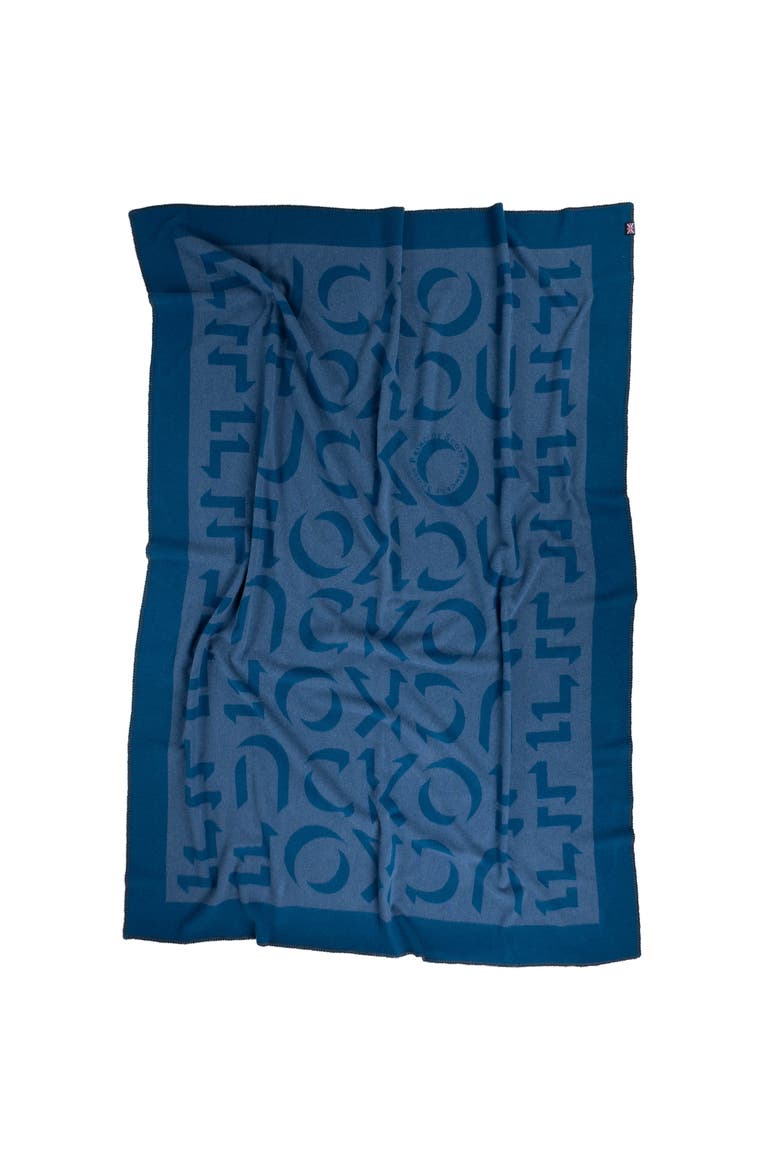 Merino Wool Fleece Throw, Alternate, color, Blue Expletive