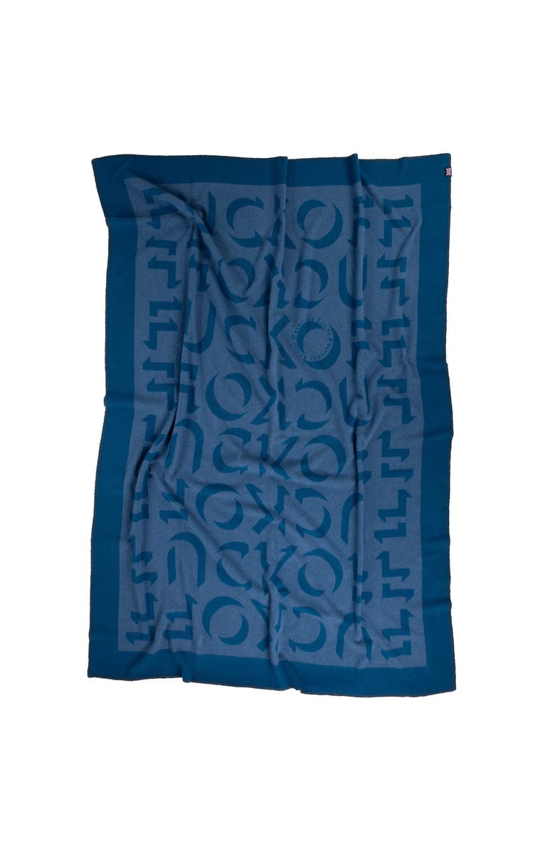 Prince of Scots Merino Wool Fleece Throw, Alternate, color, Blue Expletive