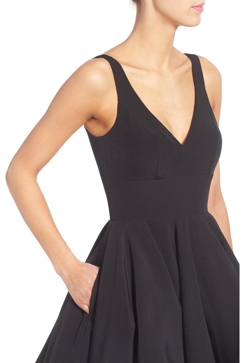 Fit & Flare Cocktail Dress, Alternate, color, BLACK