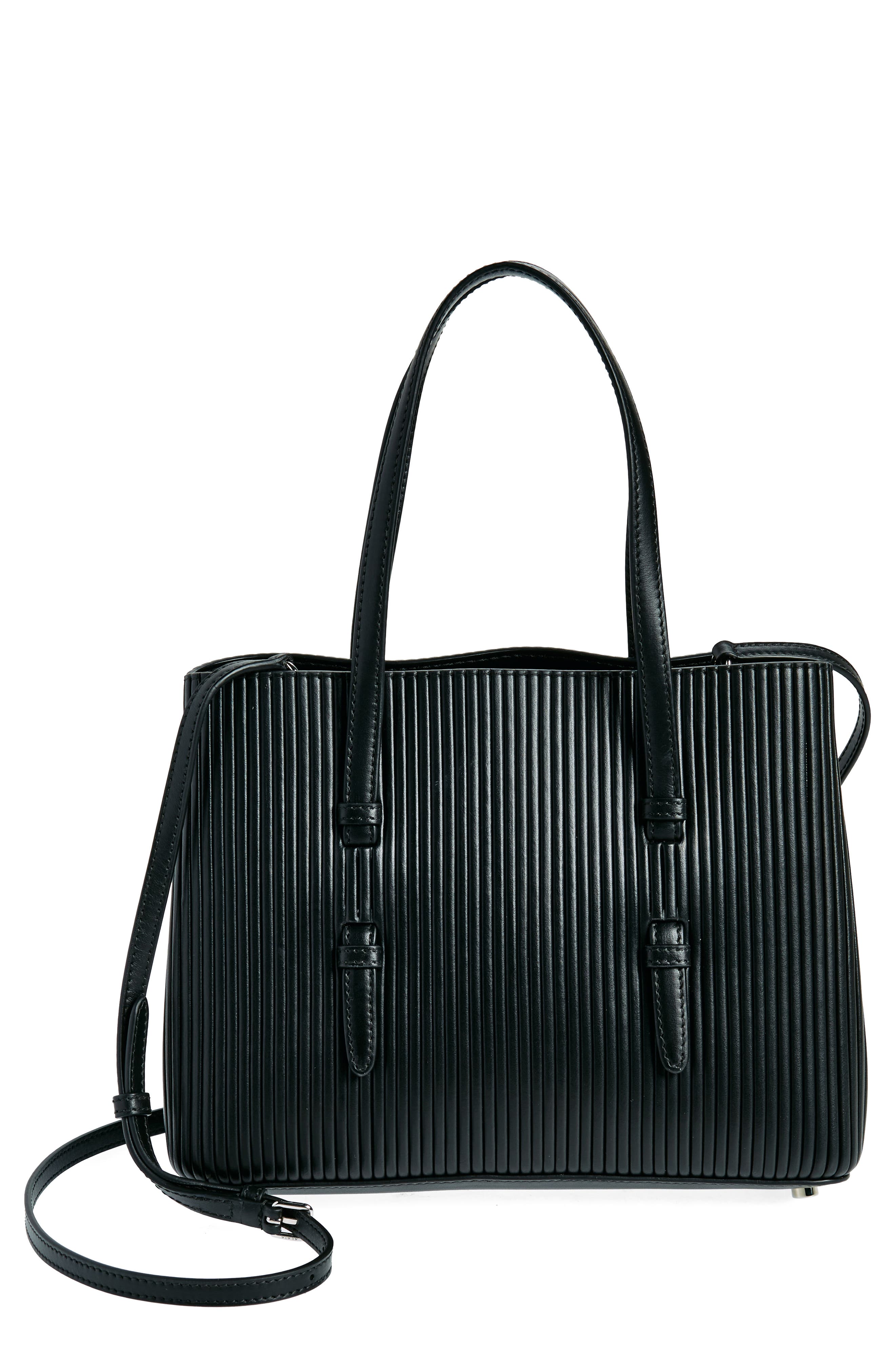 Alaïa Mina 25 Pleated Leather Tote, Main, color, 