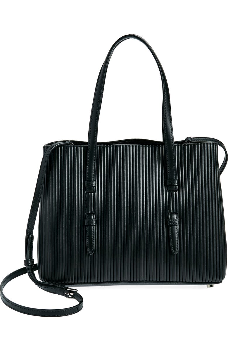 Alaïa Mina 25 Pleated Leather Tote, Main, color,