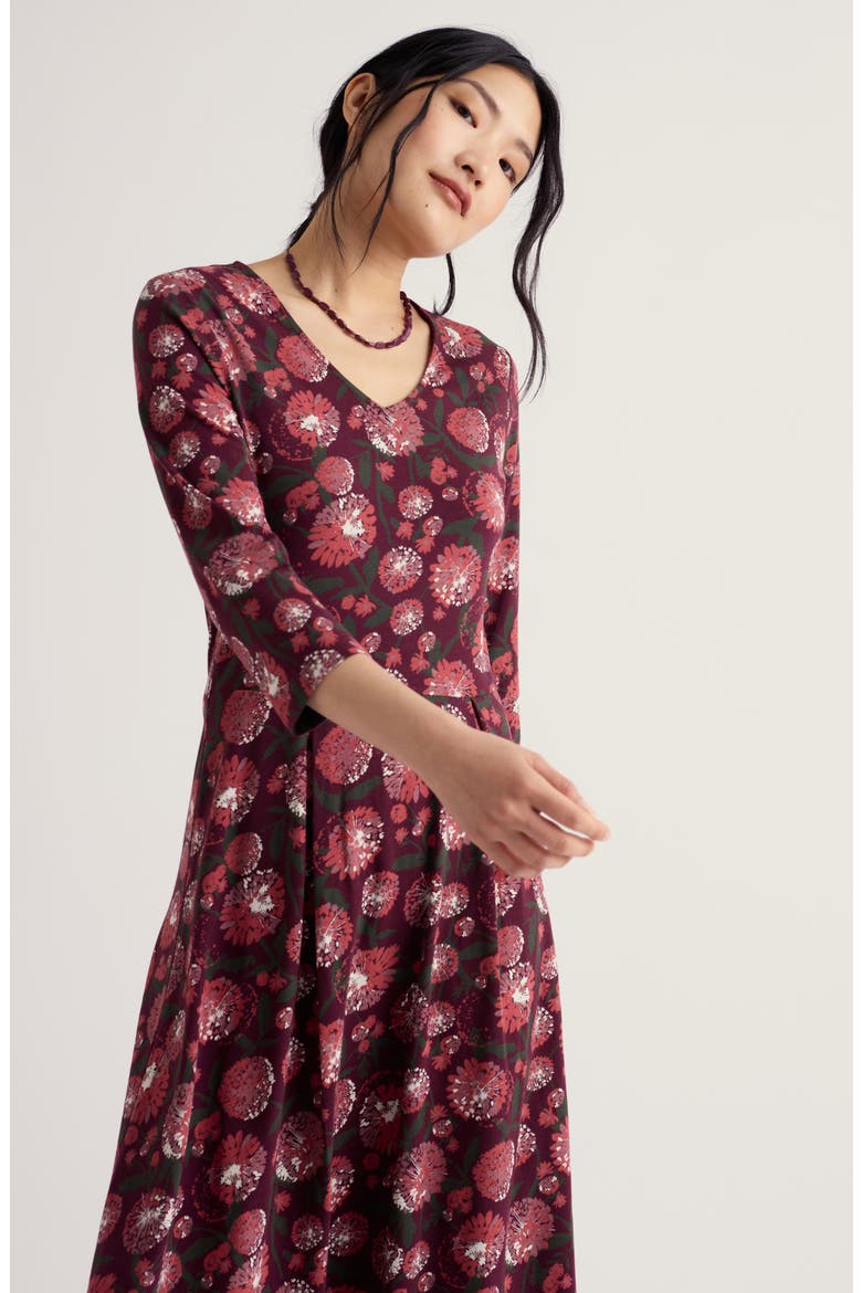 Pier View Floral Fit & Flare Midi Dress, Alternate, color, ALLIUM FLOWERS DARK HELLEBORE