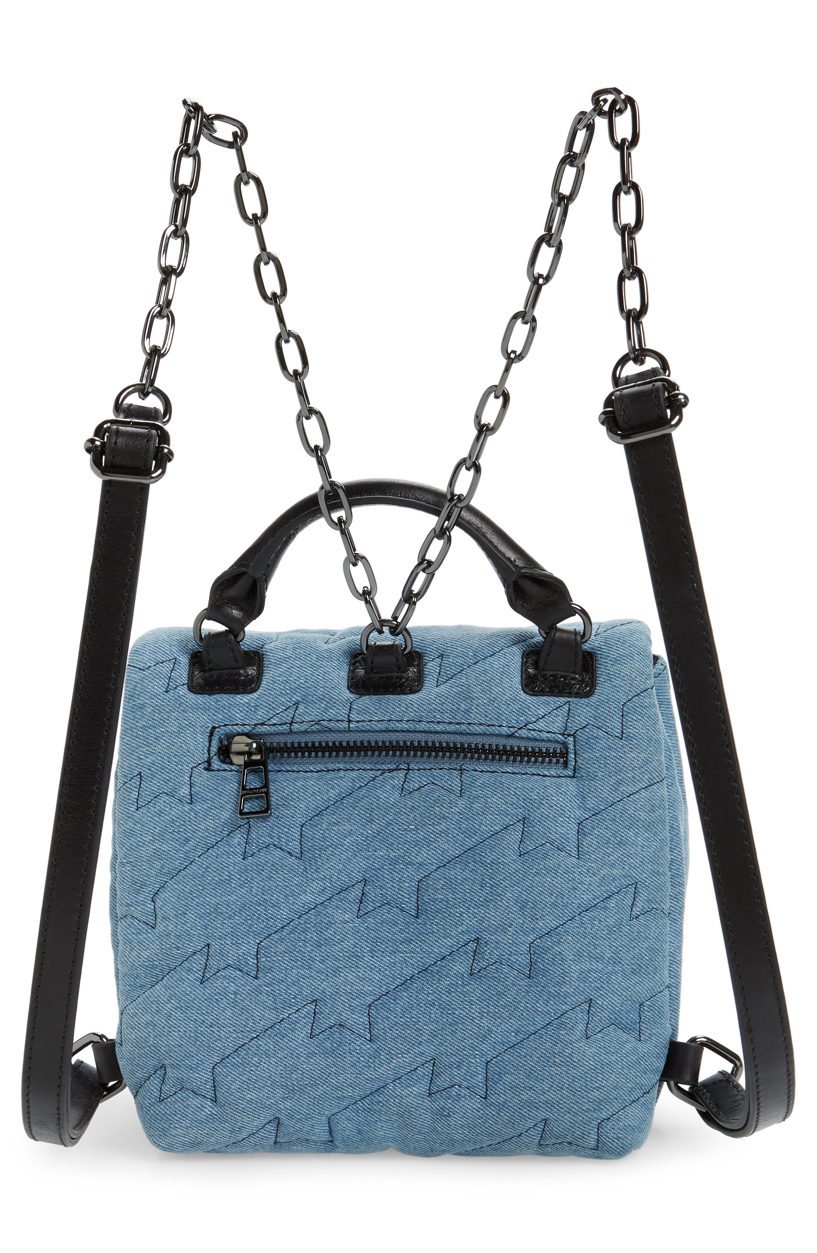 Zadig & Voltaire Romy Compact Quilted Denim Backpack, Alternate, color, 