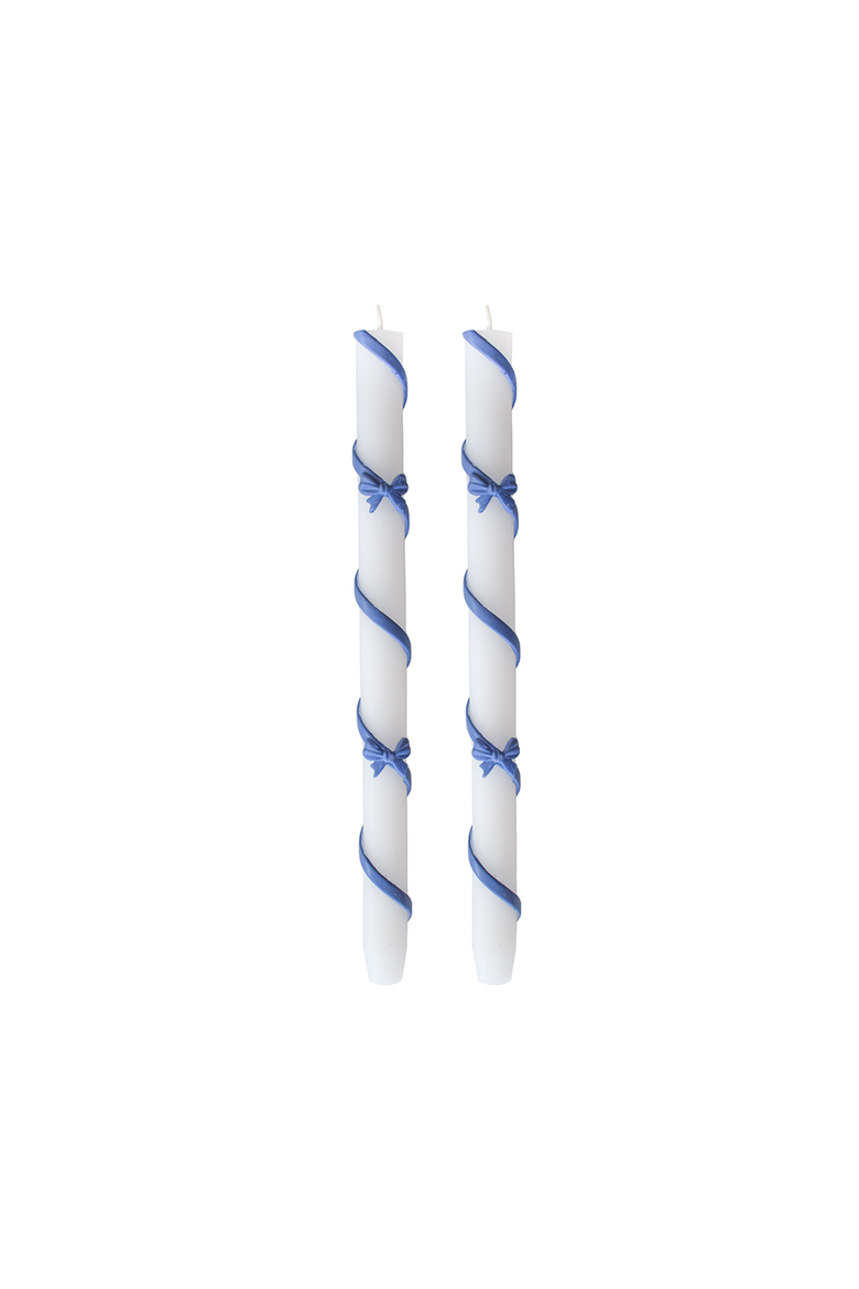 Ribbon Bow Taper Candle Set, Main, color, Blue