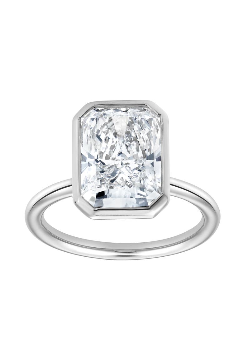 Nerina 14K Gold Radiant Bezel Lab Grown Diamond Solitaire Engagement Ring - 5 Cts, Main, color, 14K White Gold
