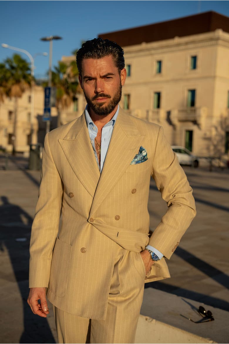Londra - Silk Pocket Square for Men, Alternate, color, Blue and Mint
