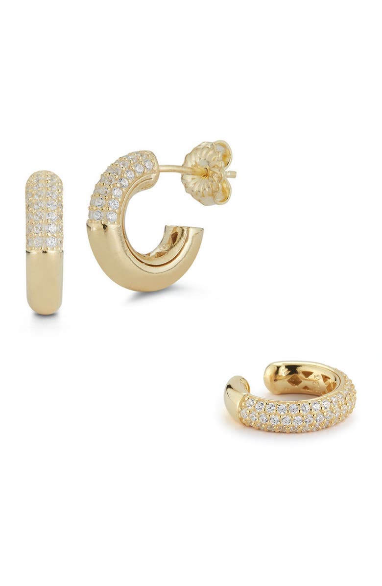 GLAZE JEWELRY Set of 2 14K Gold Plated Silver Earrings, Main, color,