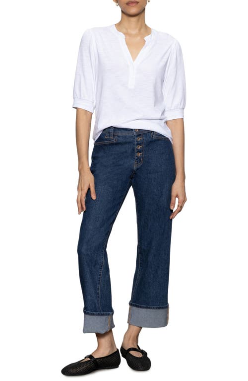 Sanctuary Mixed Media Organic Cotton Blend Top In White