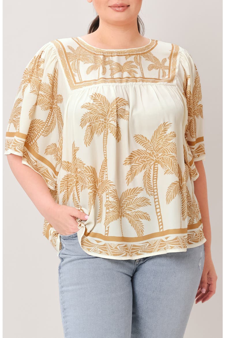 Palm Tree Print Top, Main, color, IVORY