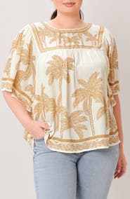 FLYING TOMATO Palm Tree Print Top