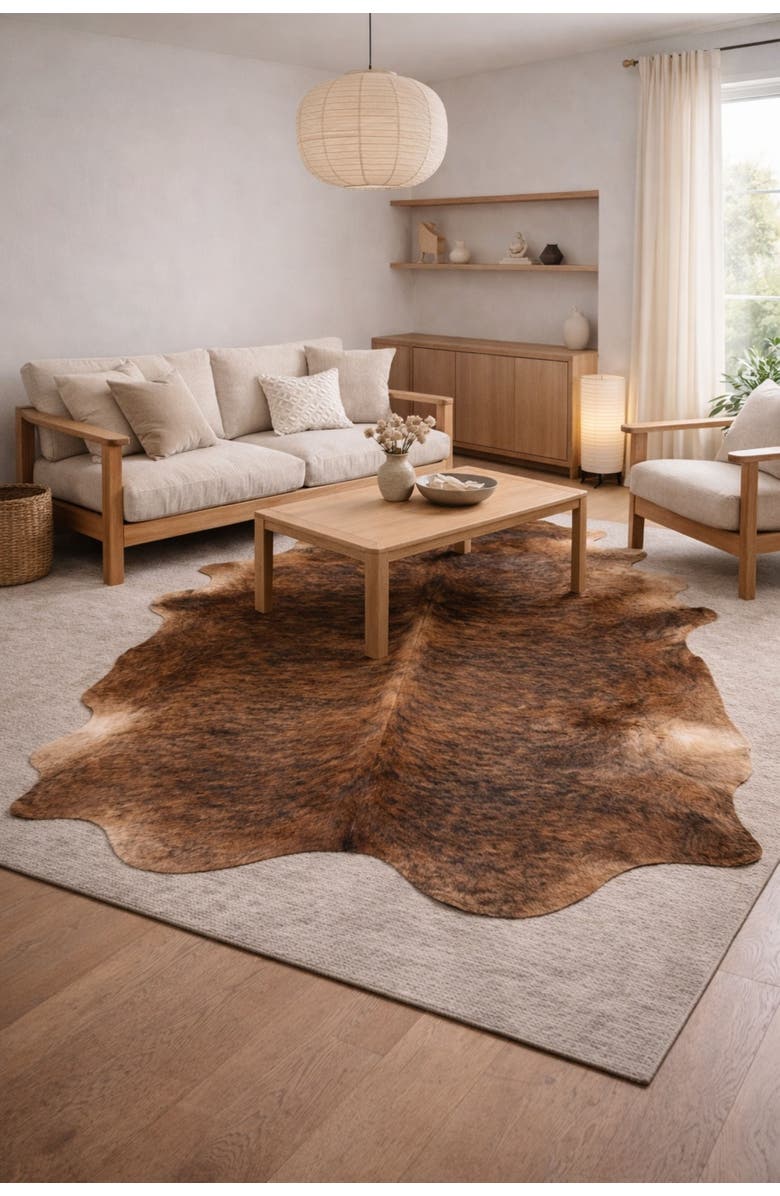 Rhacam Eco Hides Brindle Cowhide Rug 8'0" × 6'7", Alternate, color, Brindle
