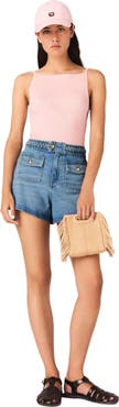 maje Braided denim shorts