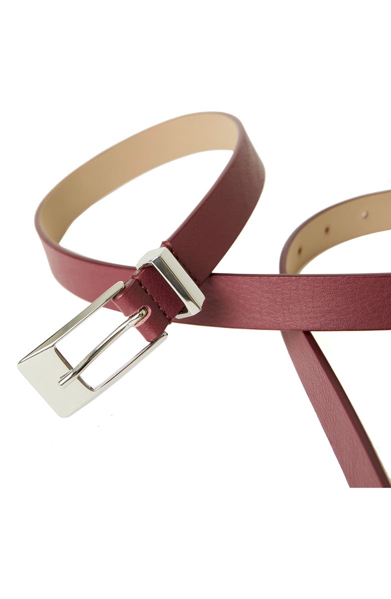 B-Low the Belt Cairo Thin Leather Belt, Alternate, color, Maroon Silver
