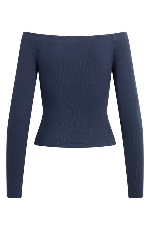 Favorite Daughter The Sydney Off The Shoulder Long Sleeve Top In Blue