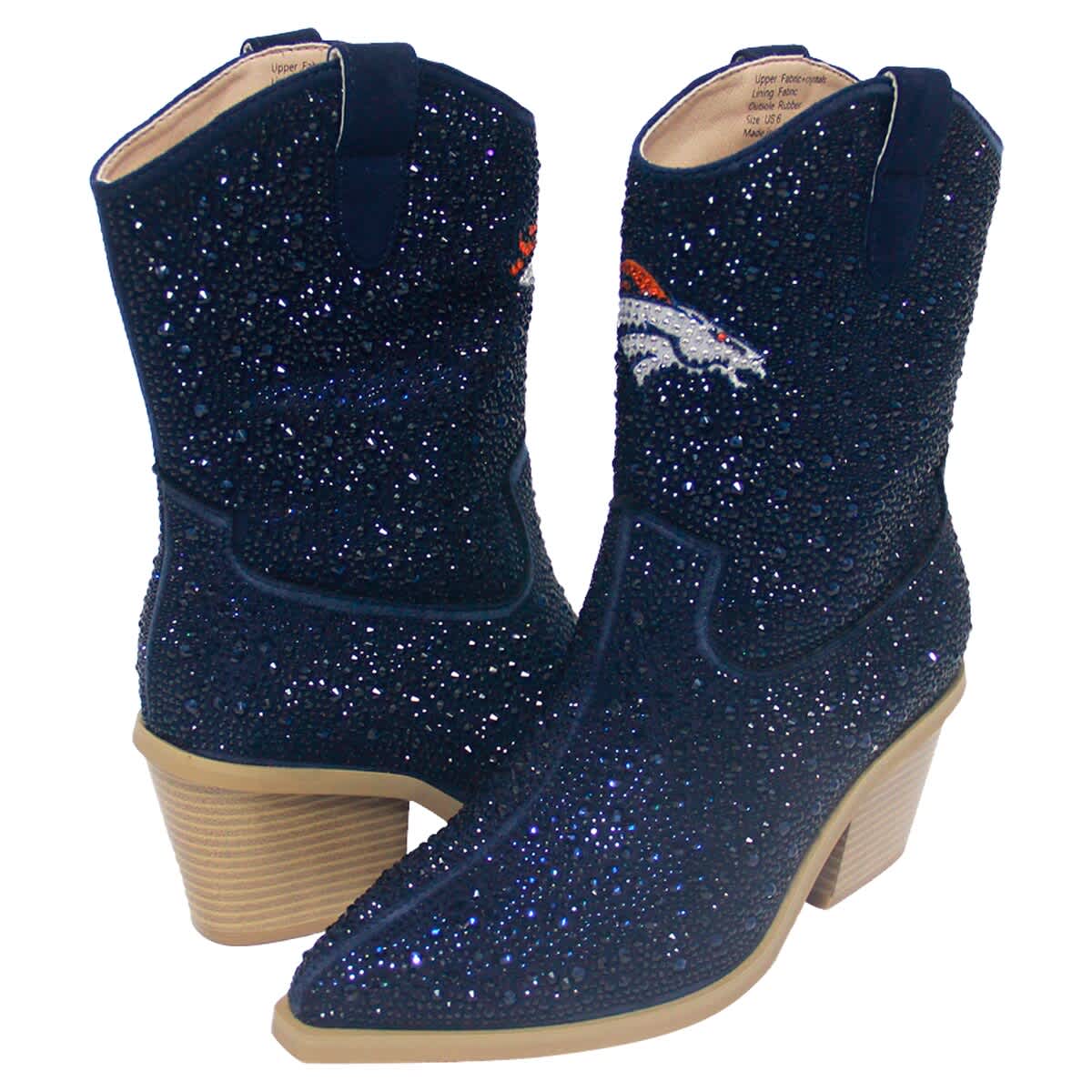CUCE Women's Cuce  Navy Denver Broncos Crystal Ankle Boots, Alternate, color, 