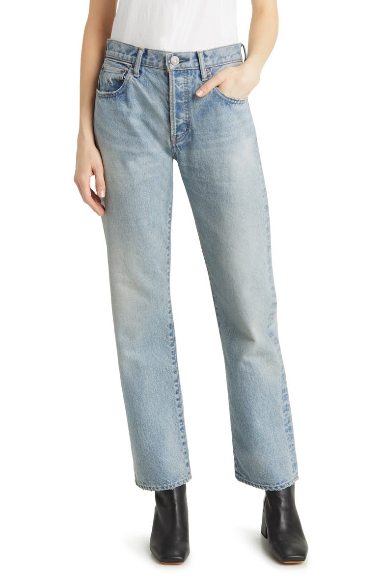 MOUSSY VINTAGE Neely Distressed High Waist Straight Leg Jeans, Main, color, 