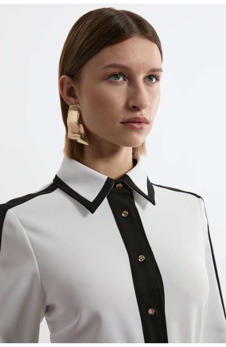 Karen Millen Petite Belted Midi Shirt Dress, Alternate, color, Ivory