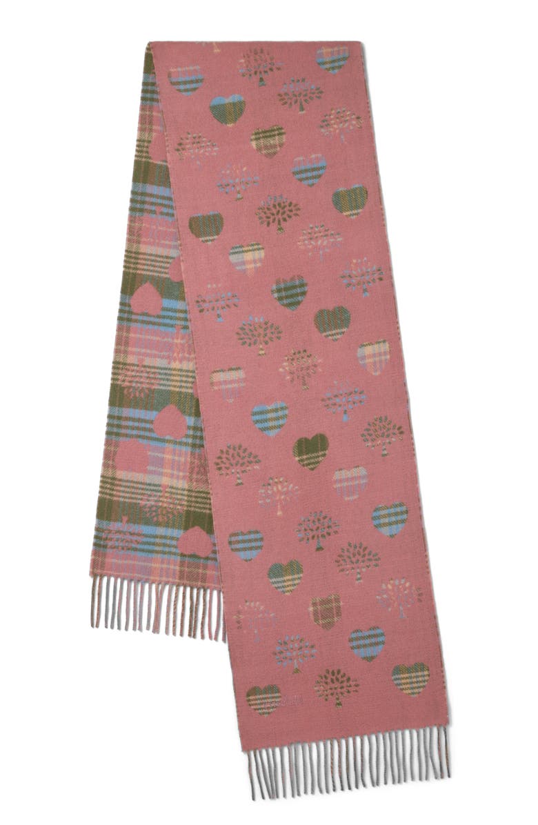 Mulberry Heritage Check & Heart Scarf, Alternate, color, 
