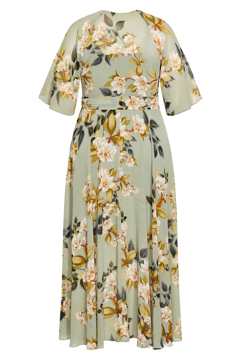 Magnolia Floral Print Tie Waist Maxi Dress, Alternate, color, MAGNOLIA FLORAL