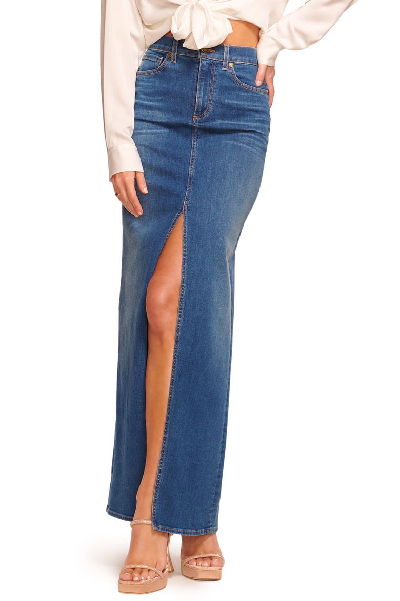 Madalyn Denim Maxi Skirt, Main, color, MEDIUM WASH