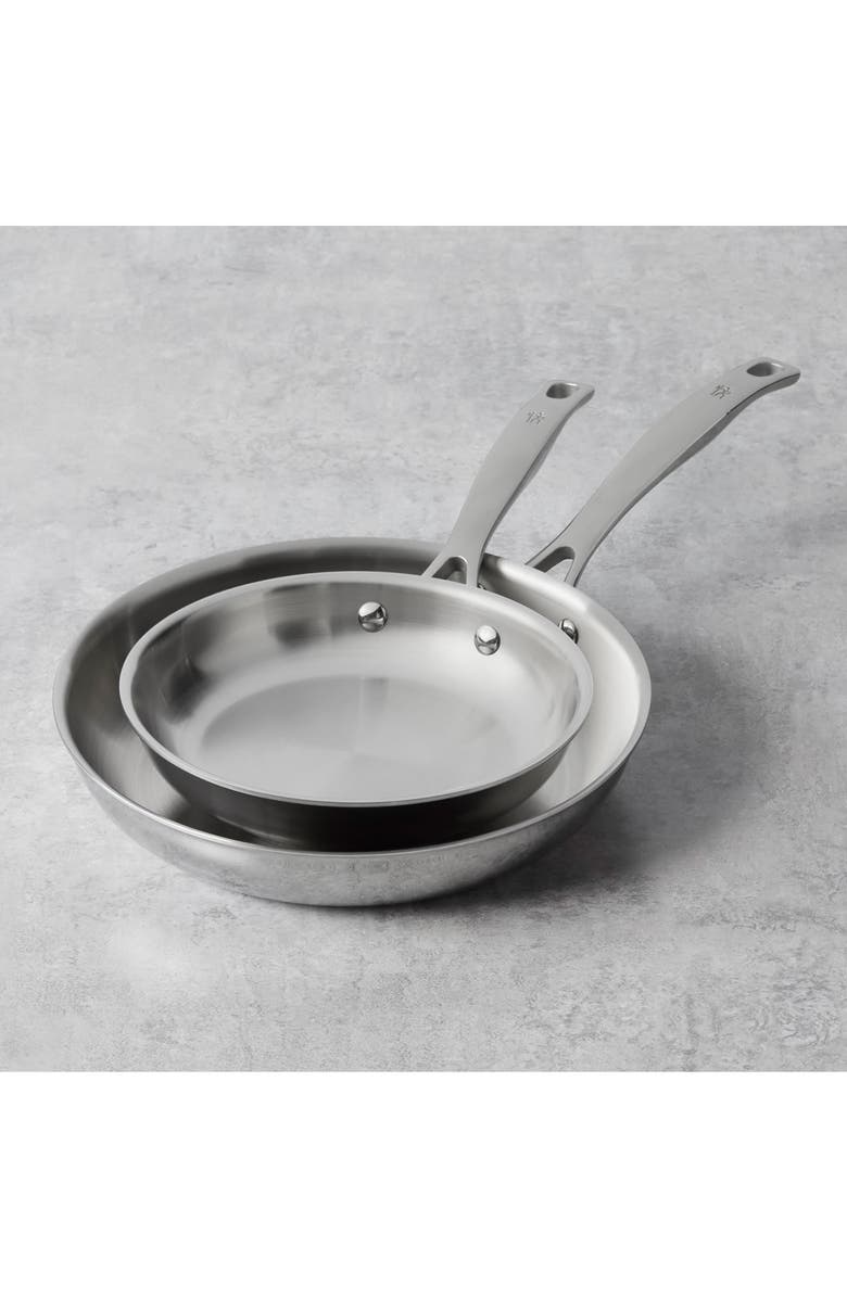 HENCKELS CUTLERY Clad H3 Two-Piece Stainless Steel Frying Pan Set, Alternate, color, Silver